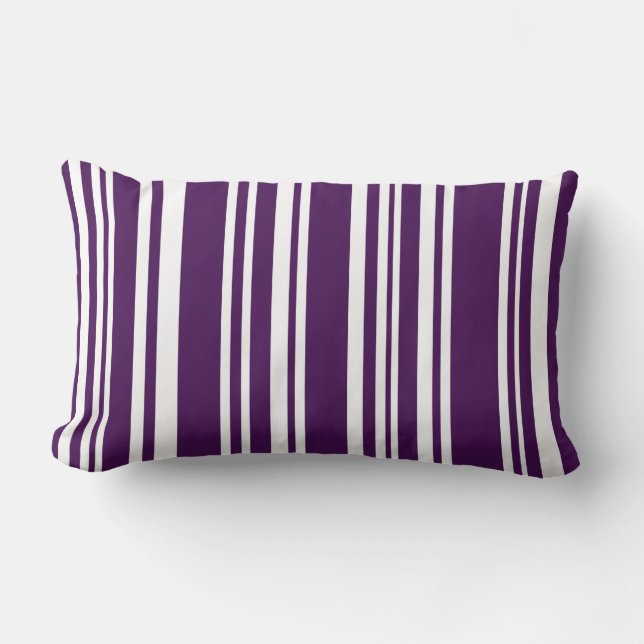 Modern Dark Purple and White Stripes Throw Pillow (Front)