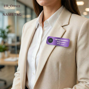 Modern Dark Purple Metallic Business Employee Logo Name Tag
