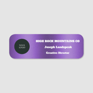 Modern Dark Purple Metallic Business Employee Logo Name Tag