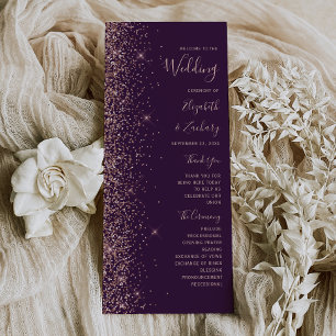 Modern Dark Purple Rose Gold Glitter Wedding
