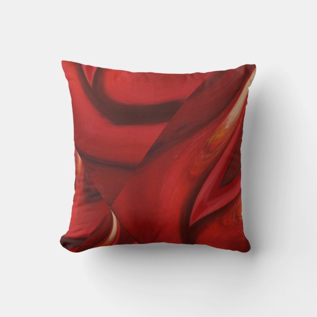 Modern Dark Red Brow Abstract Cushion (Front)