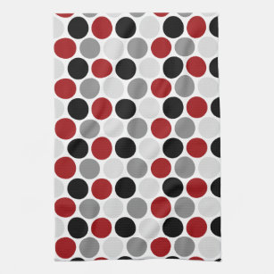 red and black tea towels