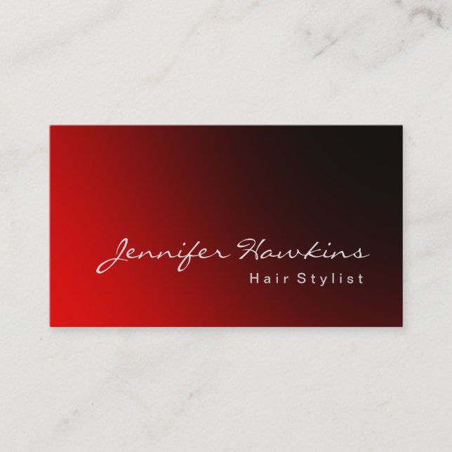 Modern Dark Red Hair Stylist Makeup Artist Business Card (Front)