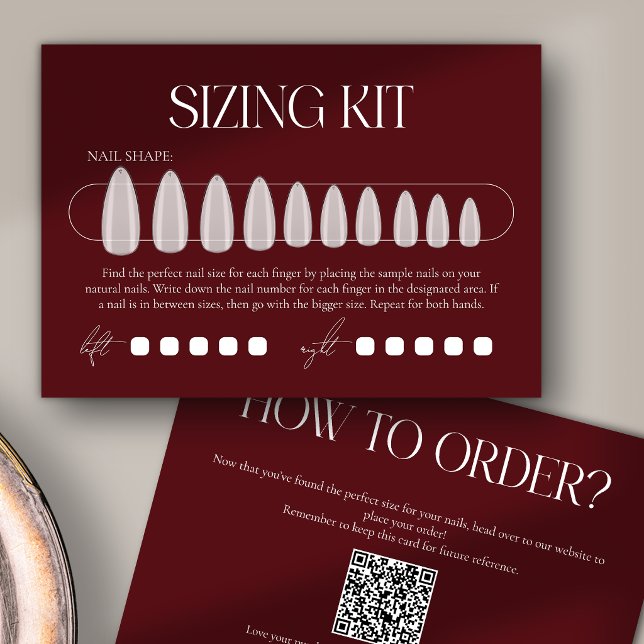 Modern Dark Red Sizing Kit Press-On Nails Card (Creator Uploaded)