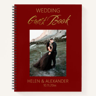 Modern Dark Red Wedding Guest Book