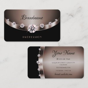 Modern Dark Rose Golden Luminous Faux Rhinestones Business Card