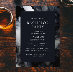 Modern Dark Smoky Grey Elegant Bachelor Party Invitation