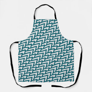 Modern Dark Teal Geometric Pattern on Light Grey Apron