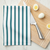 Modern Dark Teal Stripe Kitchen Towel