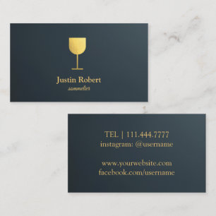 Modern Dark Wine Bartender Sommelier Business Card