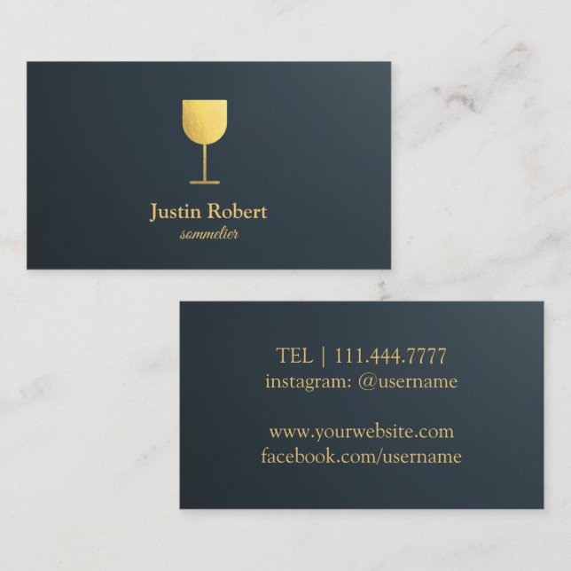 Modern Dark Wine Bartender Sommelier Business Card (Front/Back)