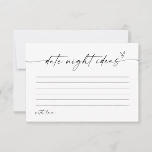 Modern Date Night Ideas Card, Minimalist Bridal Invitation