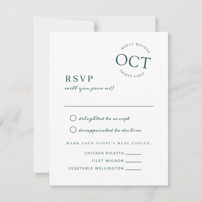 Modern Date Seal Deep Green Wedding RSVP Save The Date (Front)