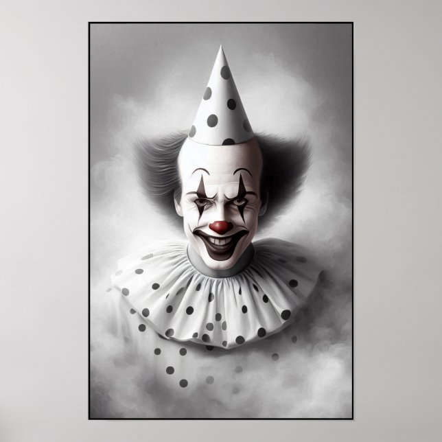 Modern Day Creepy Clown Portrait  Poster (Front)