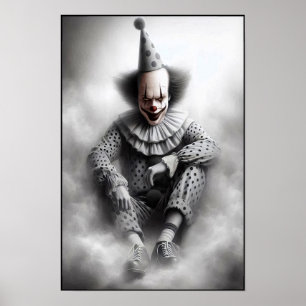 Modern Day Creepy Clown Portrait  Poster