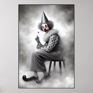 Modern Day Creepy Clown Portrait  Poster