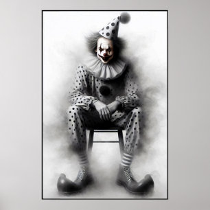 Modern Day Creepy Clown Portrait  Poster