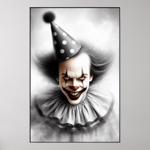 Modern Day Creepy Clown Portrait  Poster