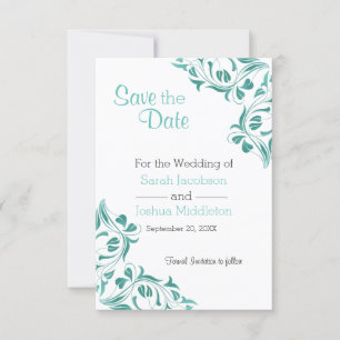 Modern Day Teal Floral Save The Date