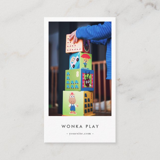 Modern Daycare Babysitter Monogram Nursery  Business Card (Front)