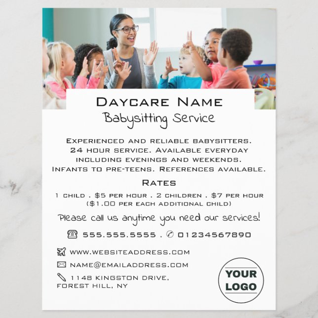Modern Daycare Flyer | Leave a review (Front)