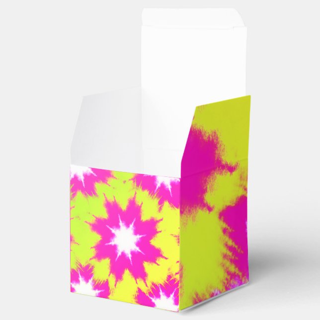 Modern Dazzle Rose Green Yellow Tie Dye Favour Box (Opened)