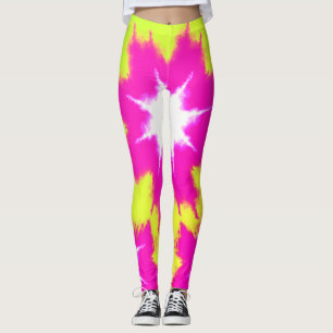 Modern Dazzle Rose Green Yellow Tie Dye Leggings