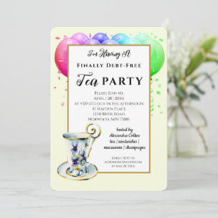 Modern Debt Free Tea Party Invitation