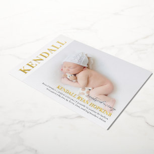 Modern Debut Foil Baby Birth Announcement