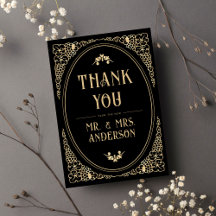 Modern Deco Art Black and Gold Faux Wedding Photo