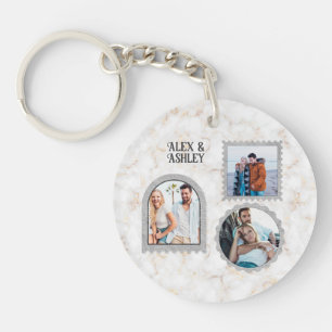 Modern Deco Art Custom Photo Name Design Key Ring