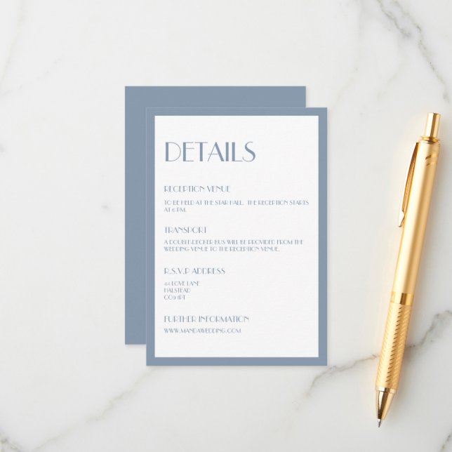 Modern Deco Blue Details Enclosure Card (Front/Back In Situ)