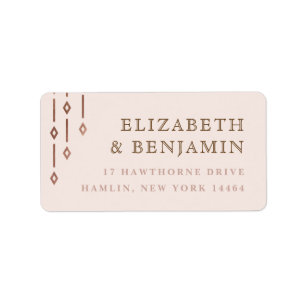 Modern Deco Blush Rose Gold Foil Return Address Label