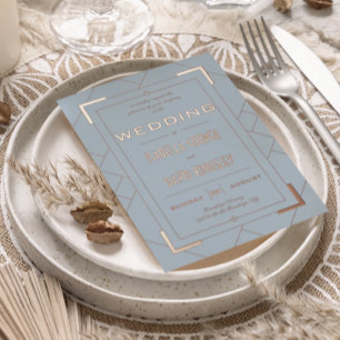 Modern Deco Dusty Blue I Foil Invitation