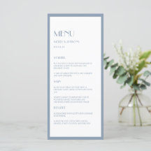 Modern Deco Dusty Blue Wedding Flat Menu