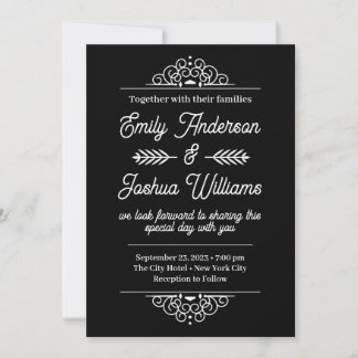 Modern Deco | Elegant Black and White Wedding Invitation