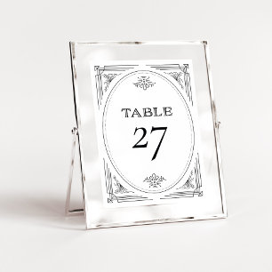 Modern Deco   Elegant Black and White Wedding Table Number
