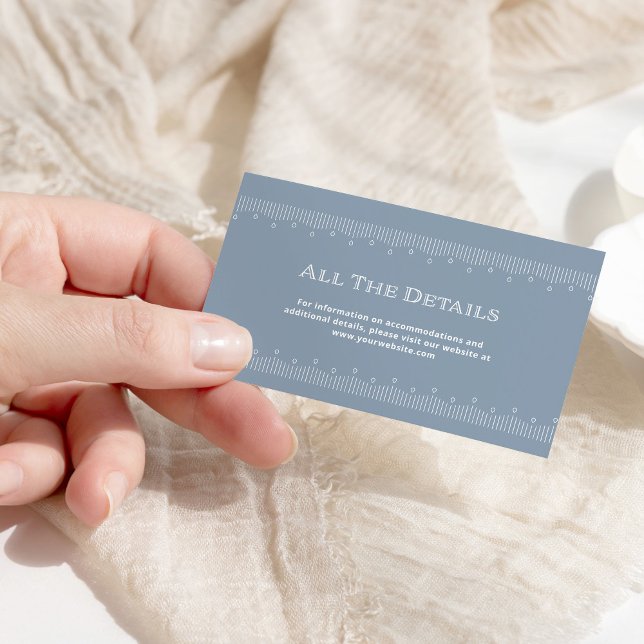 Modern Deco | Elegant Dusty Blue Wedding Details Enclosure Card (Creator Uploaded)