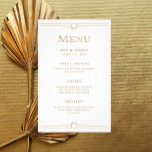 Modern Deco | Elegant Gold and White Wedding Menu<br><div class="desc">This glamourous wedding menu features a modern spin on classic art deco. Ornate,  faux gold look geometric borders and ornamentation decorate an elegant white background for a dramatic,  vintage 1920's dinner menu look.</div>