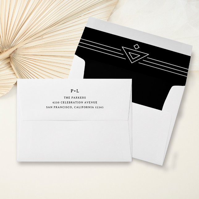 Modern Deco | Elegant Monogram Wedding Envelope (Creator Uploaded)