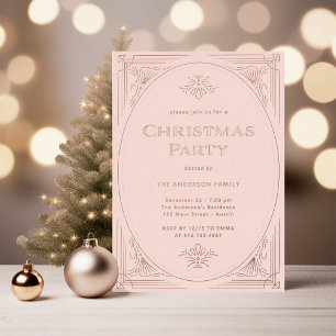 Modern Deco Elegant Pink Christmas Party Rose Gold
