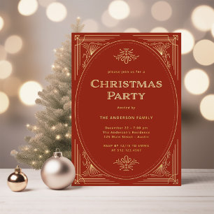 Modern Deco   Elegant Red Christmas Party Gold