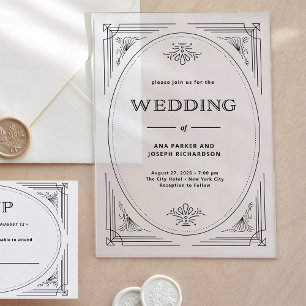 Modern Deco   Elegant Wedding Acrylic Invitations