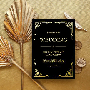Modern Deco   Elegant Wedding Black and Gold