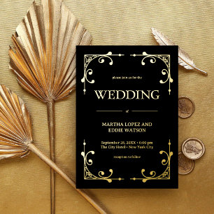 Modern Deco   Elegant Wedding Black and Gold