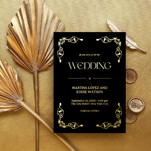 Modern Deco   Elegant Wedding Black and Gold