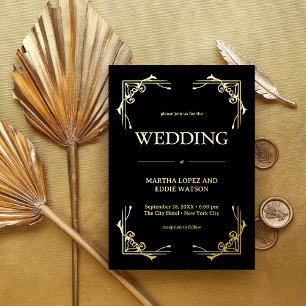 Modern Deco   Elegant Wedding Black and Gold