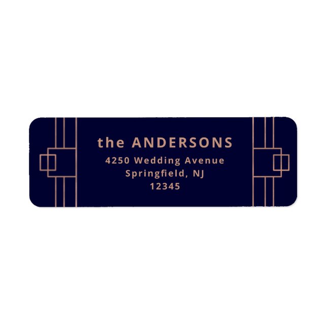 Modern Deco | Faux Rose Gold and Navy Blue (Front)