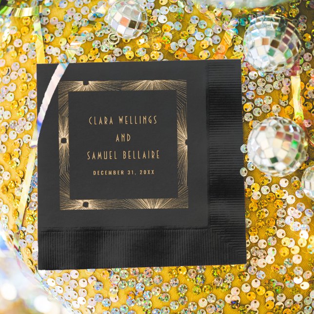 Modern Deco Firework Bursts Wedding Gold Foil Napkins (Modern Deco Firework Bursts Wedding Gold Foil Napkins)