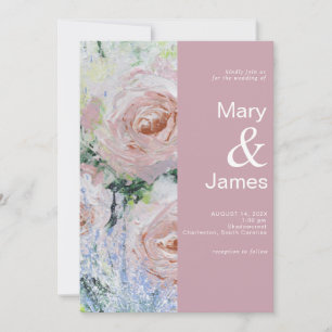 Modern deco Floral Wedding Dusty Rose Wedding Invitation